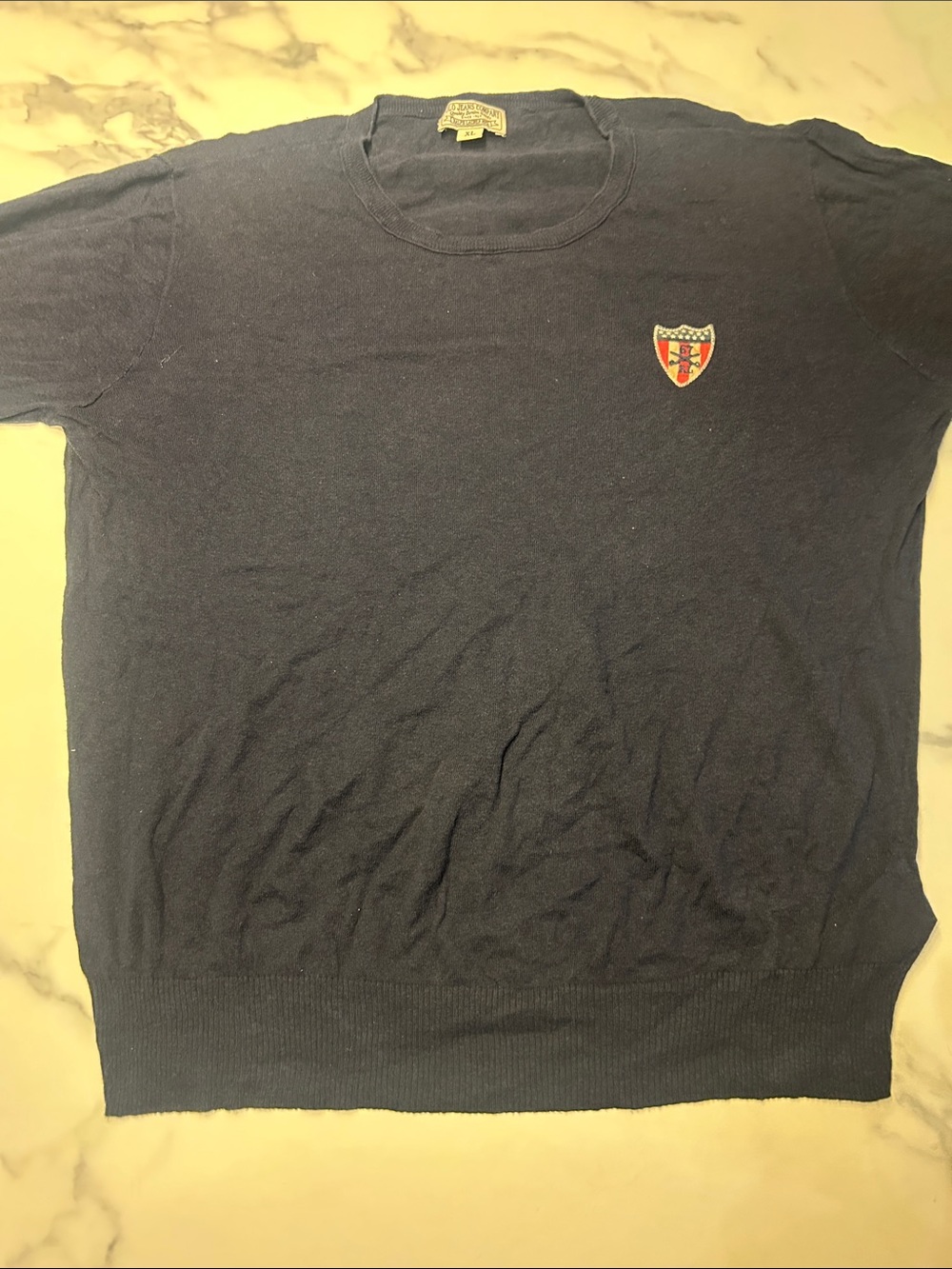 Polo by Ralph Lauren Navy Crewneck Sweater with Shield Crest